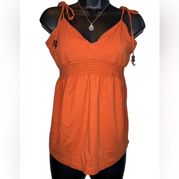 Loft Adj. Shoulder Tie Cami with beads size M, Orange - Picture 1 of 7
